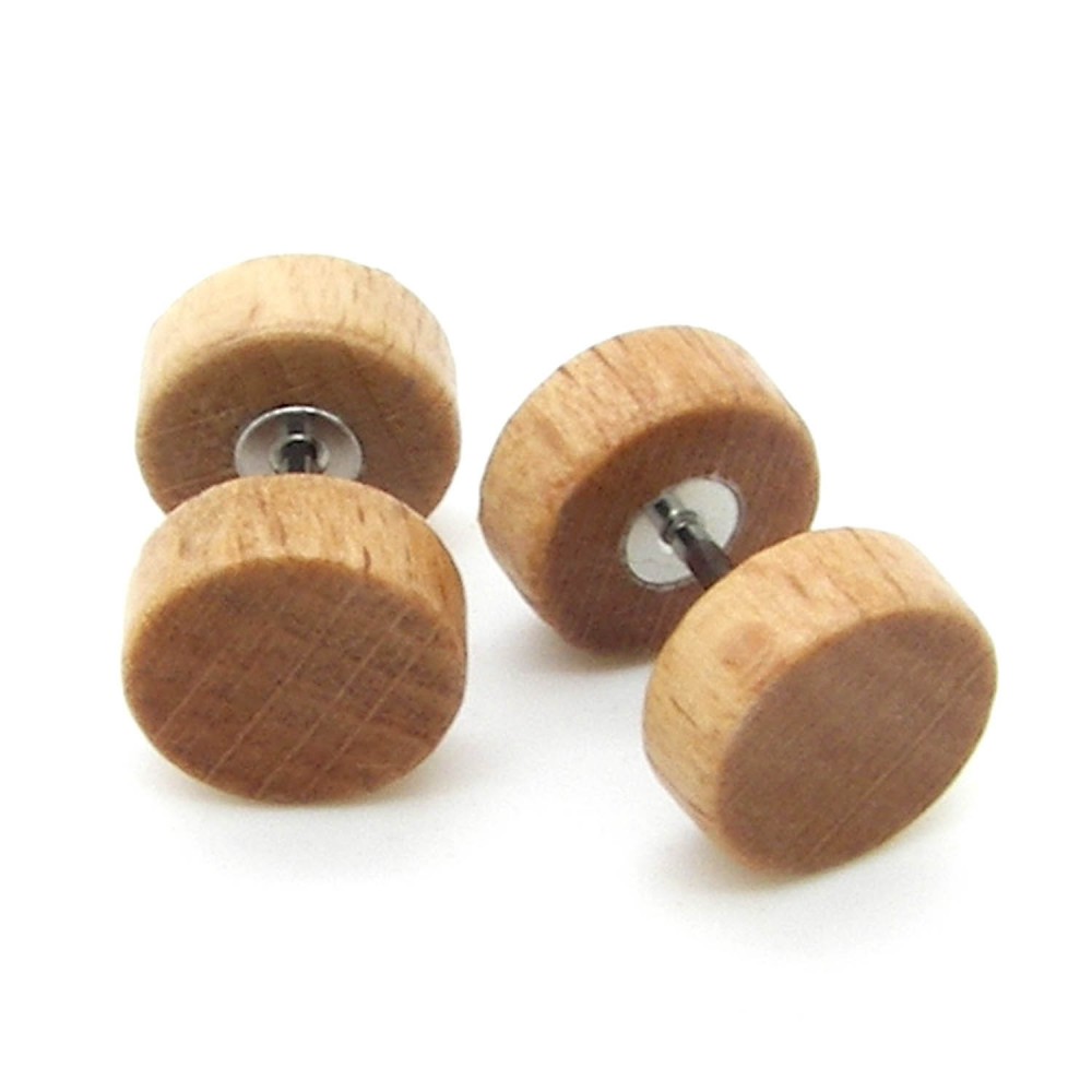 Wooden Earring Ear Ring Wood Timber Fake Plug Piercing Tunnel Nature