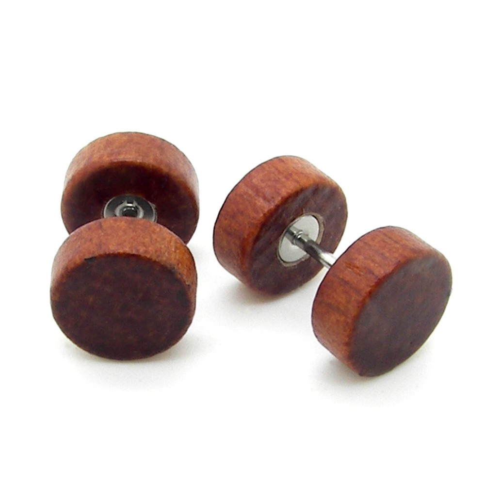 Wooden Earring Ear Ring Wood Timber Fake Plug Piercing Tunnel Nature