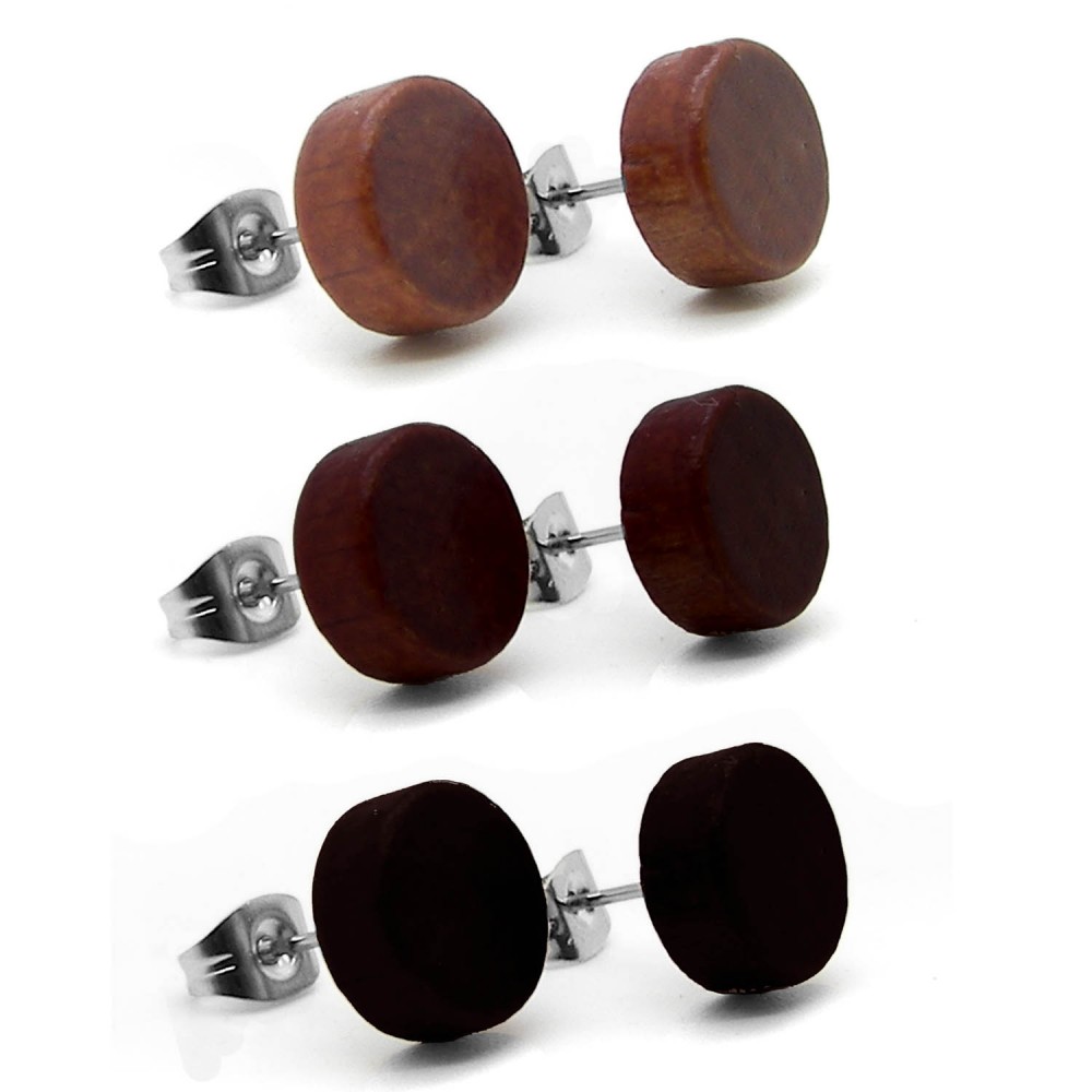 Wooden Stud Earrings Ear Ring Fakeplugs Fake Tunnel Piercing Timber