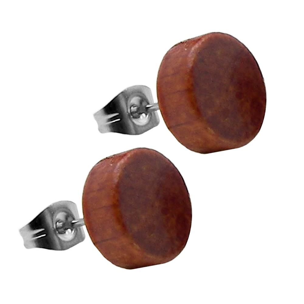 Wooden Stud Earrings Ear Ring Fakeplugs Fake Tunnel Piercing Timber