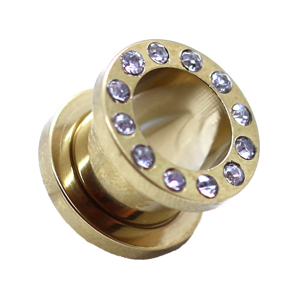 Flesh Tunnel Ear Plug Piercing Rhinestone Zirkonia Blue Red Green