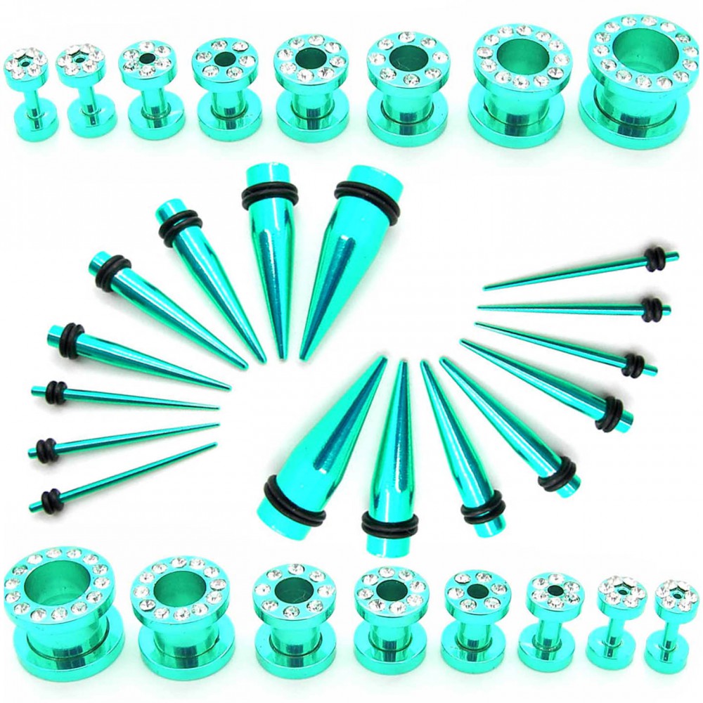 Soul-Cats Dehnset Mit Strass-Tunneln - Komplett-Set Für Gedehnte Ohrlöcher