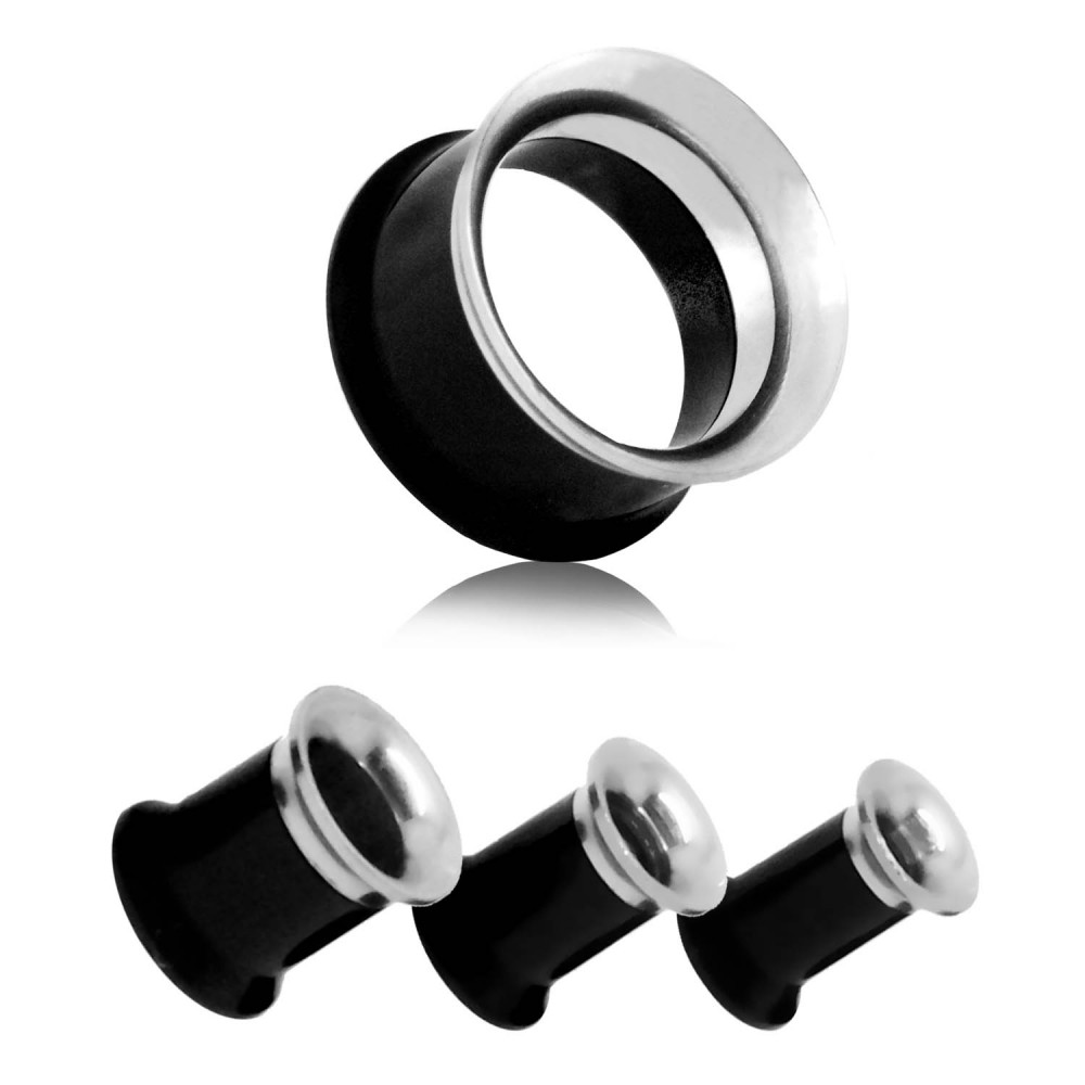 Set or Single Size Acrylic Steel Flesh Tunnel Piercing Taper Double