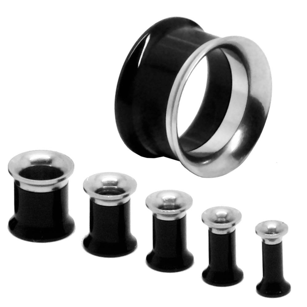 Set or Single Size Acrylic Steel Flesh Tunnel Piercing Taper Double