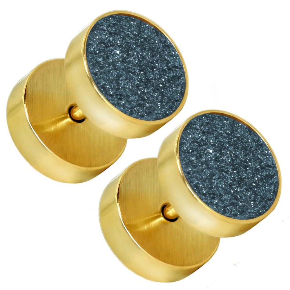 Fakeplug Piercing Tunnel Ohrringe Plug Glitzer Glanz Damen Set