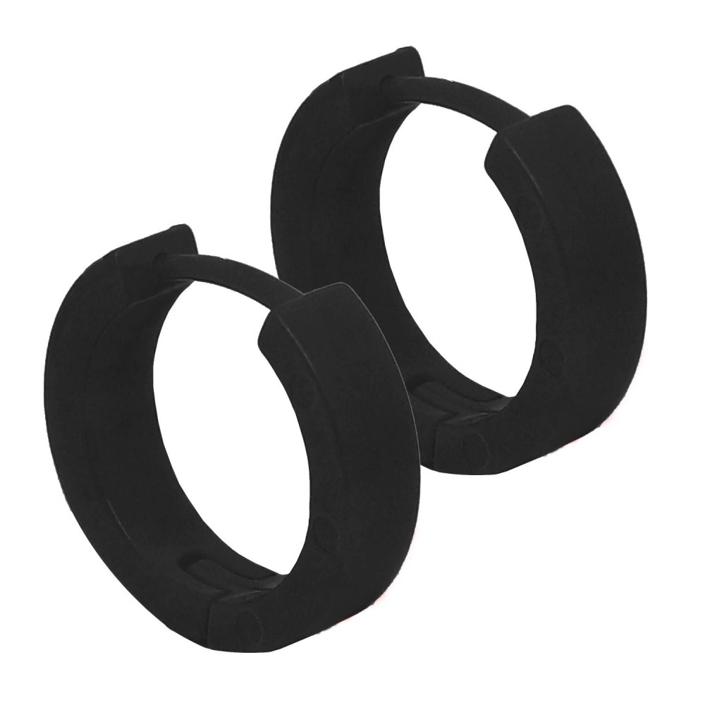 2 Creole Earrings Hoop Huggie Plastic Bright Colours Black White Pink