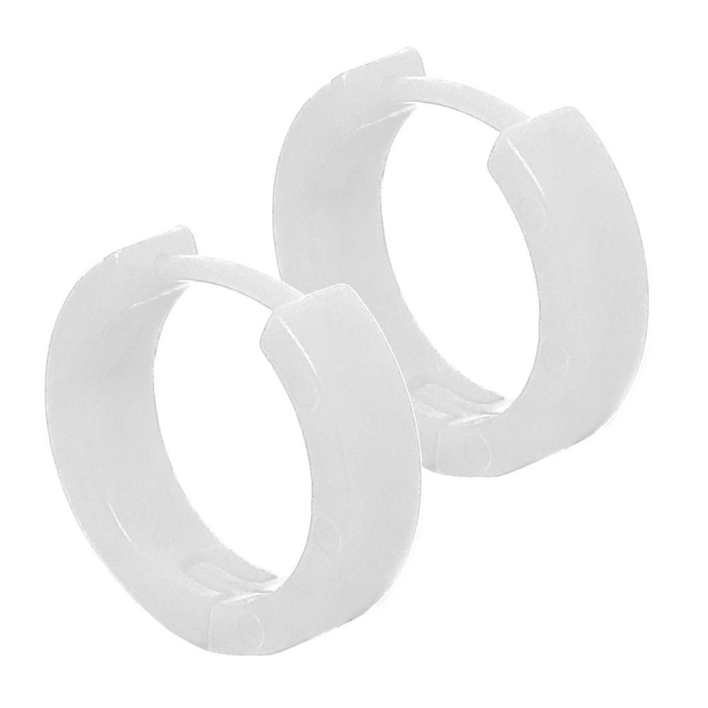 2 Creole Earrings Hoop Huggie Plastic Bright Colours Black White Pink