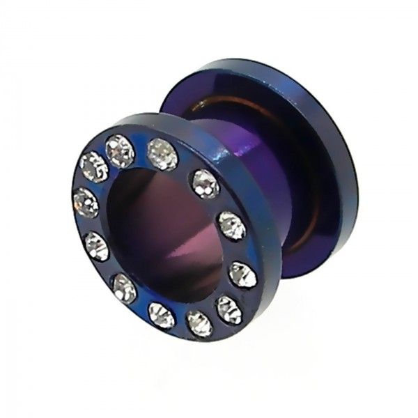 1x oder Set Flesh Tunnel Plug Strass Zirkonia Blau Rot Grün Rainbow 2 3 4 6 8 10 - Bild 9 von 10