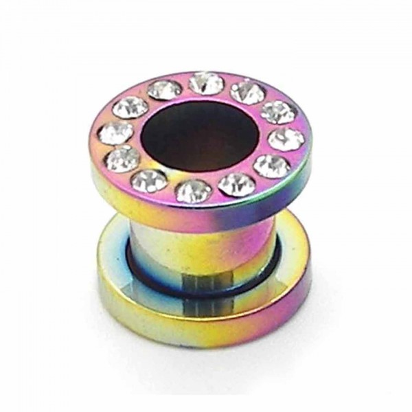 1x oder Set Flesh Tunnel Plug Strass Zirkonia Blau Rot Grün Rainbow 2 3 4 6 8 10 - Bild 10 von 10