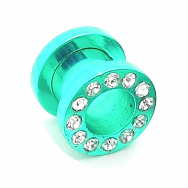 1x oder Set Flesh Tunnel Plug Strass Zirkonia Blau Rot Grün Rainbow 2 3 4 6 8 10 - Bild 7 von 10