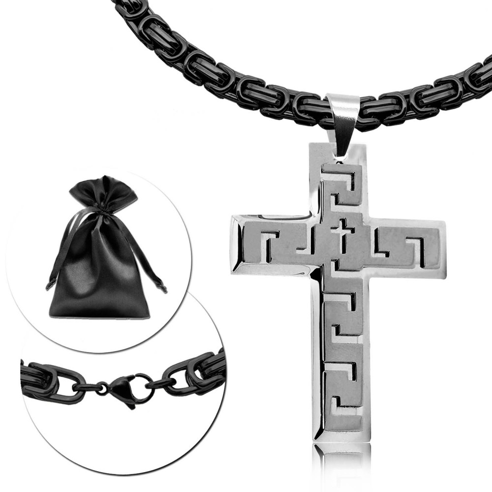 cadena de plata con crucifijo para hombre cadena collar negro acero colgante cruz crucifijo hombre cadena de plata con crucifijo para hombre cadena collar negro acero colgante cruz crucifijo hombre