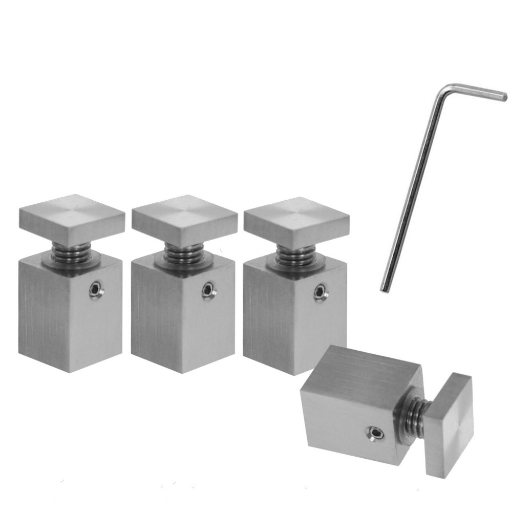 4 mirror holder mounting brackets wall glass plate stainless steel