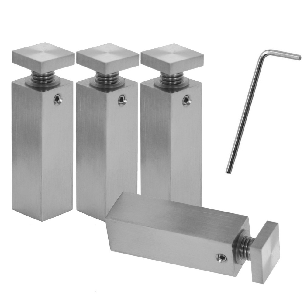 4 mirror holder mounting brackets wall glass plate stainless steel